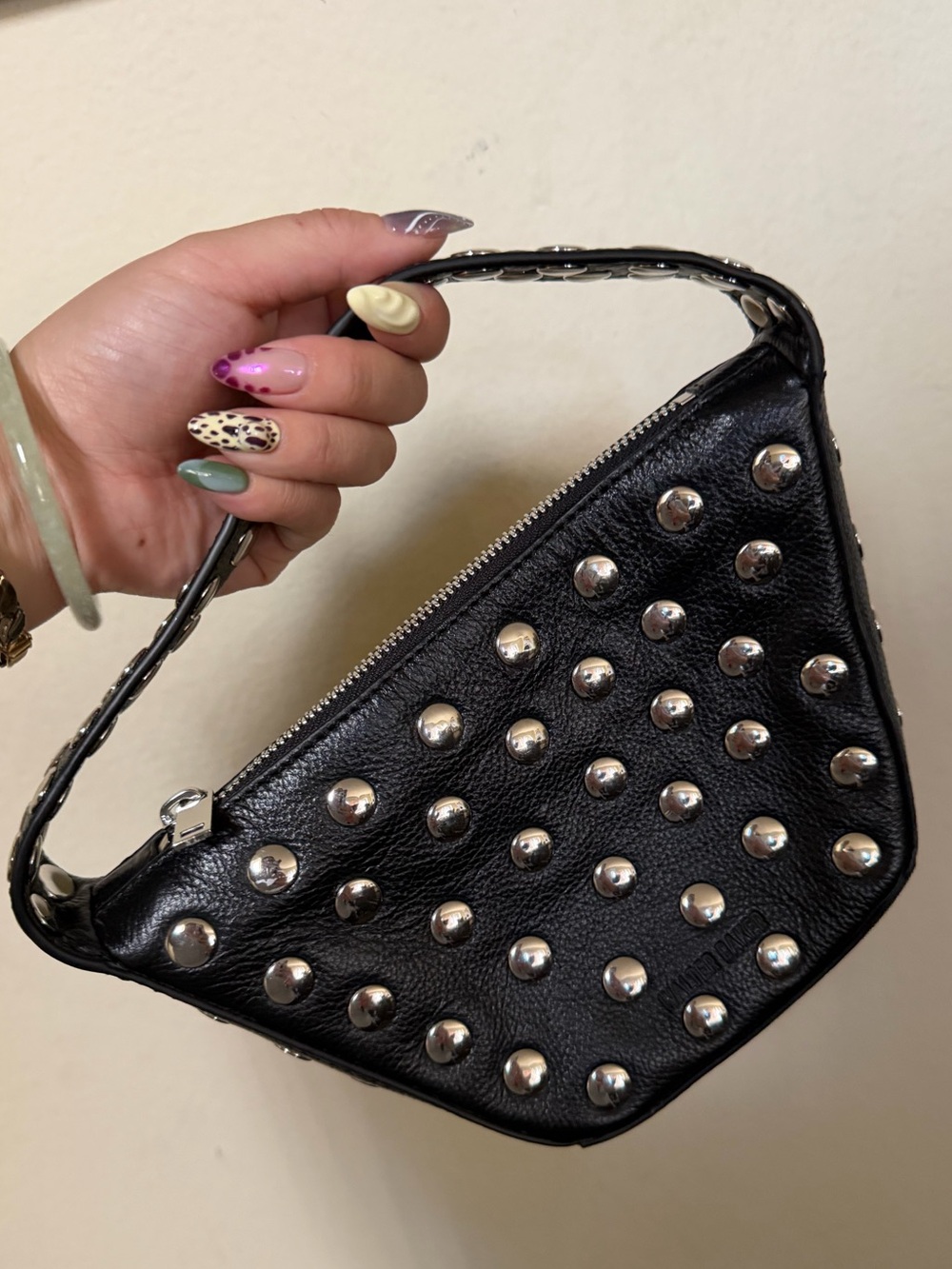 Walter Baker Studded Black Leather Mini Bag